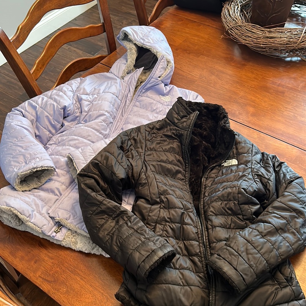 2 Girls North Face jackets